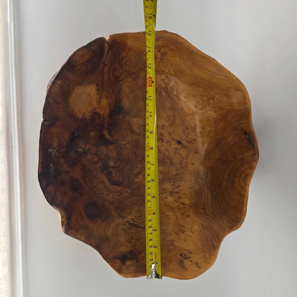 Live Edge Burl Wood Rustic Bowl Handcrafted Organic Turned Wood Art Signed JK